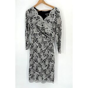 Jessica Howard Womens Dress Size 4 Sequin Black &‎ Silver Sequin Cocktail Party